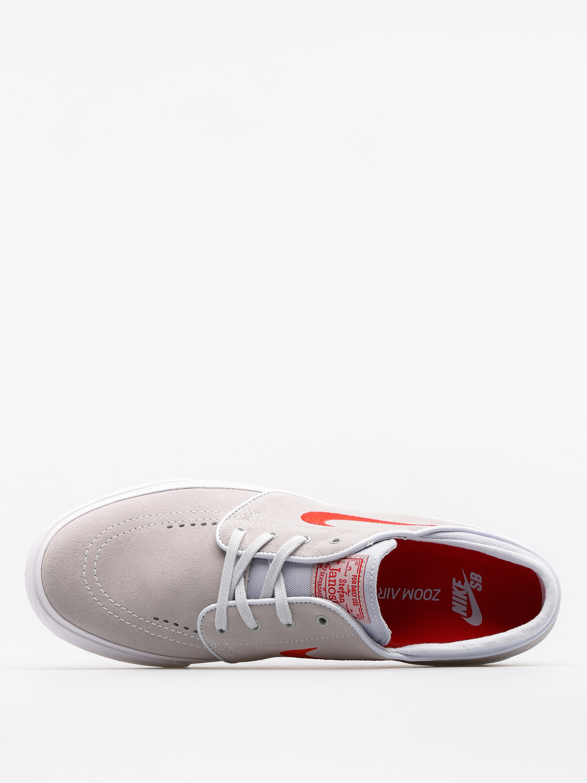 nike sb janoski platinum & red suede skate shoes