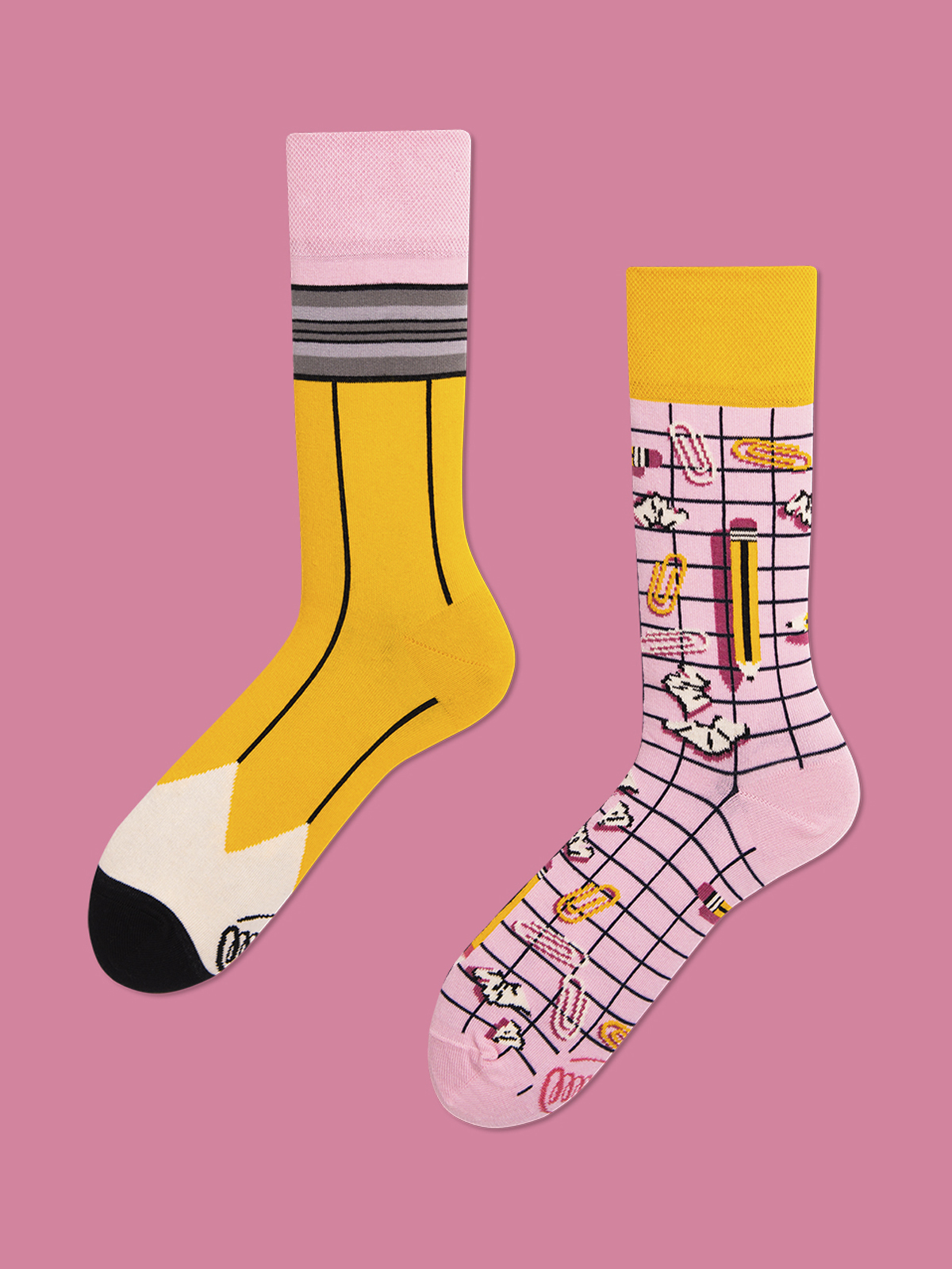 Many Mornings Socks Paperwork (yellow/pink)