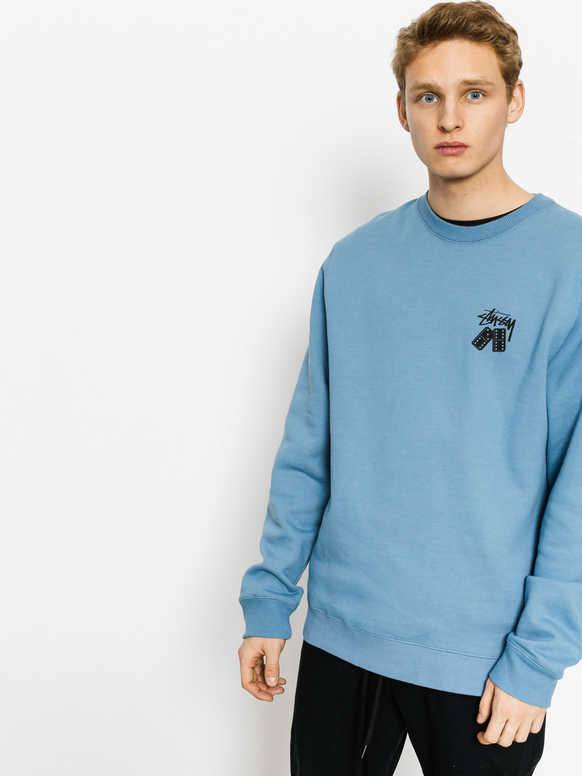 Stussy Sweatshirt Dominos Crew (steel)