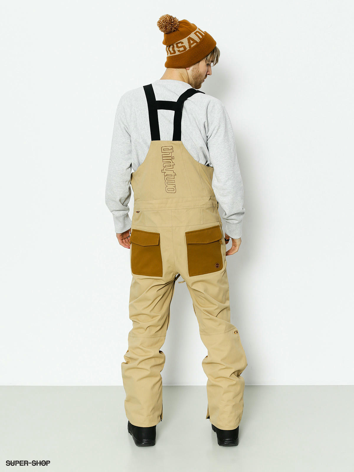 tan bib snow pants