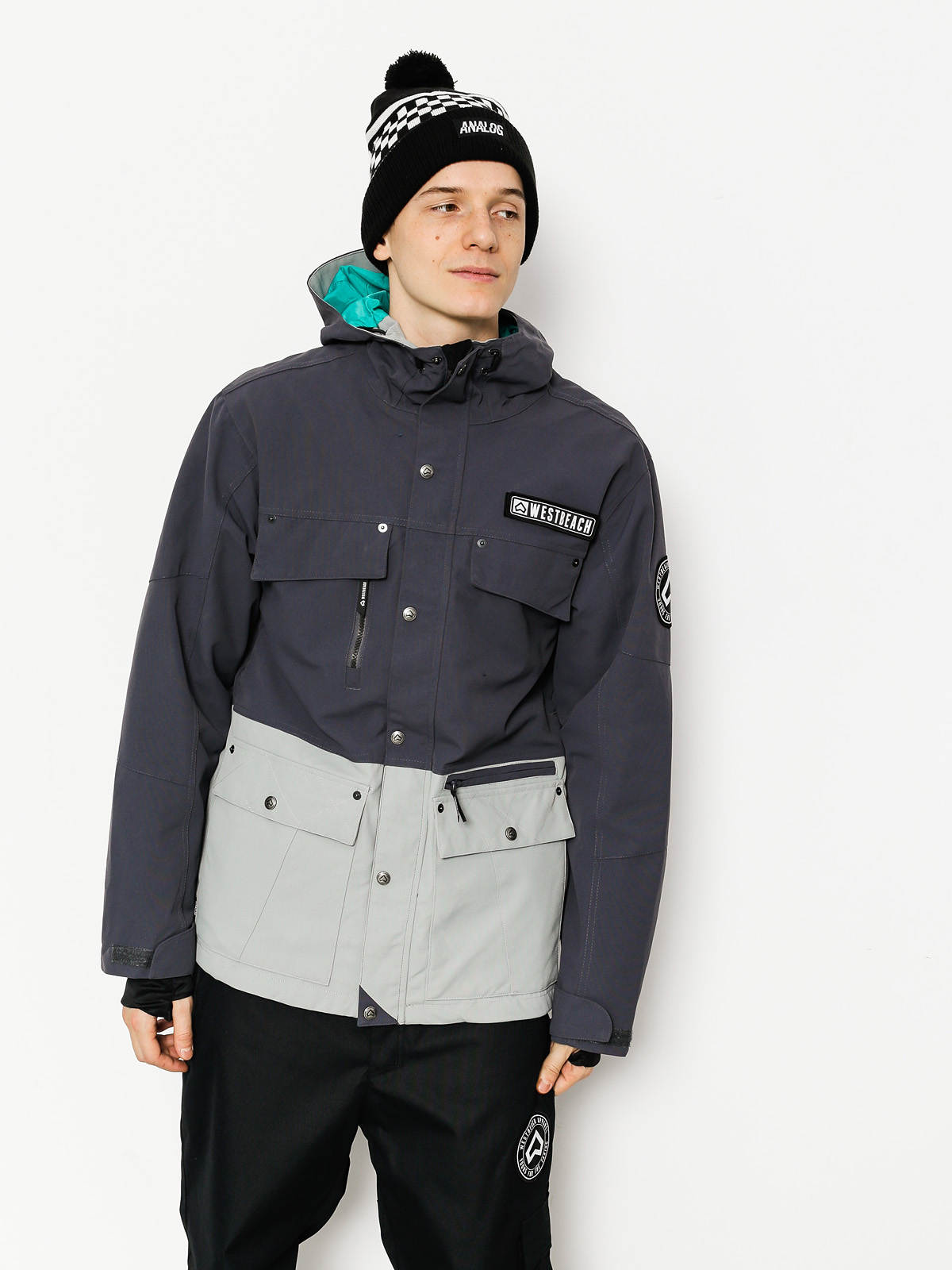 Mens Westbeach Snowboard jacket Trojan Jacket (steel/grey skies)