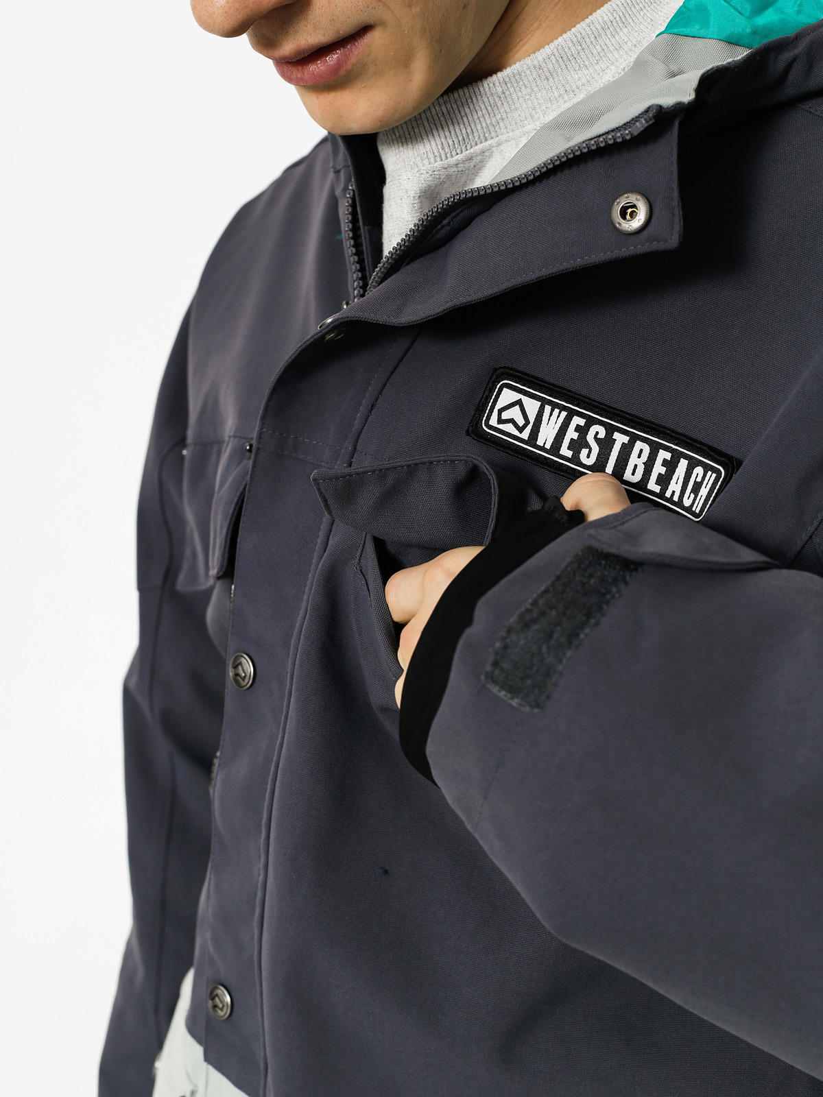 Mens Westbeach Snowboard jacket Trojan Jacket (steel/grey skies)