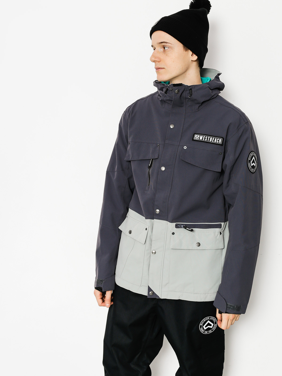 Mens Westbeach Snowboard jacket Trojan Jacket (steel/grey skies)