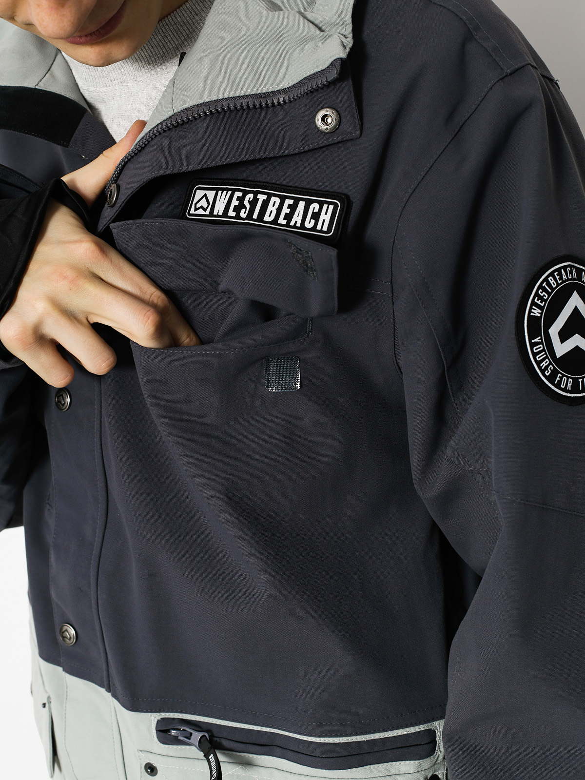 Mens Westbeach Snowboard jacket Trojan Jacket (steel/grey skies)