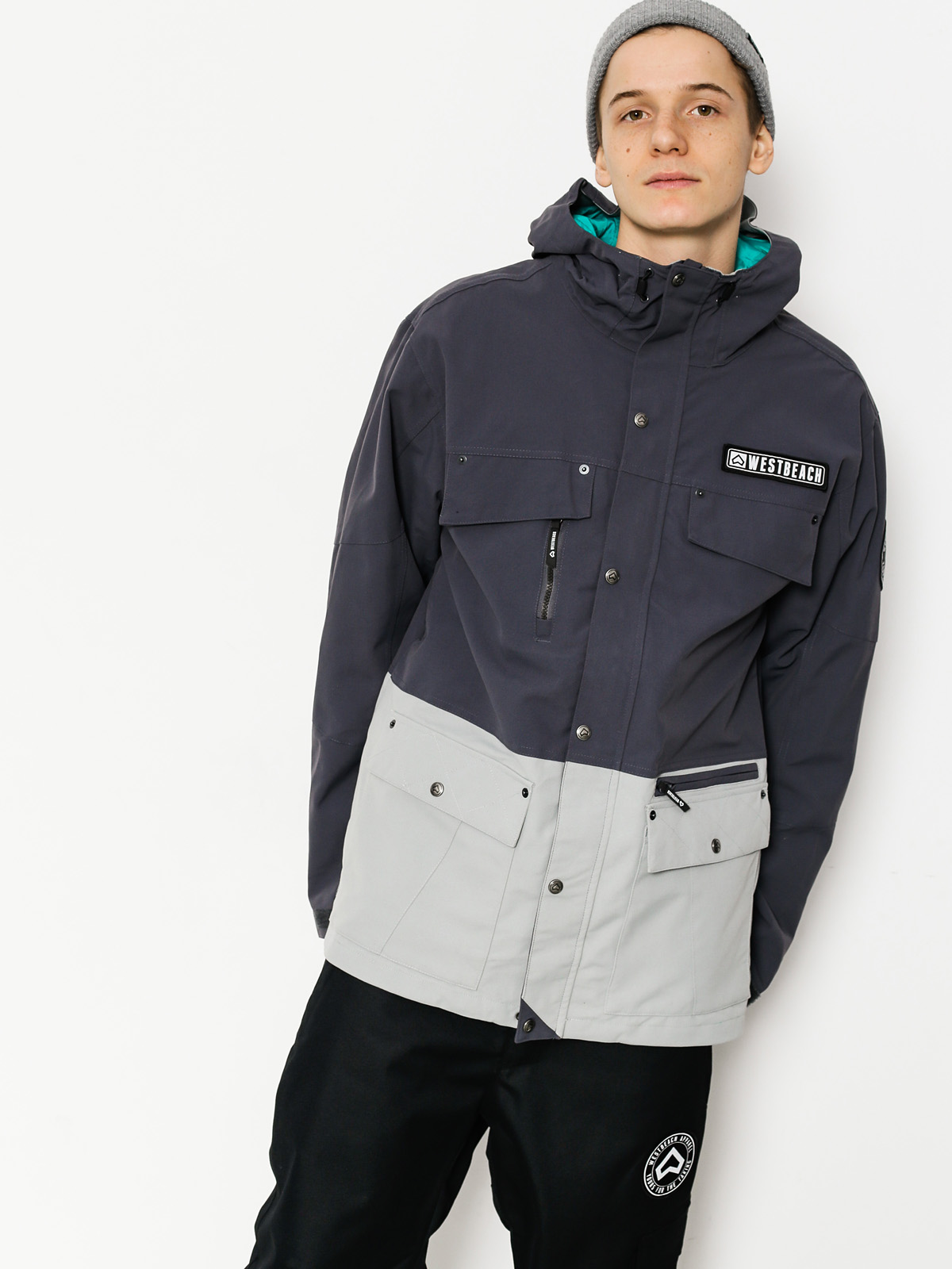 Mens Westbeach Snowboard jacket Trojan Jacket (steel/grey skies)