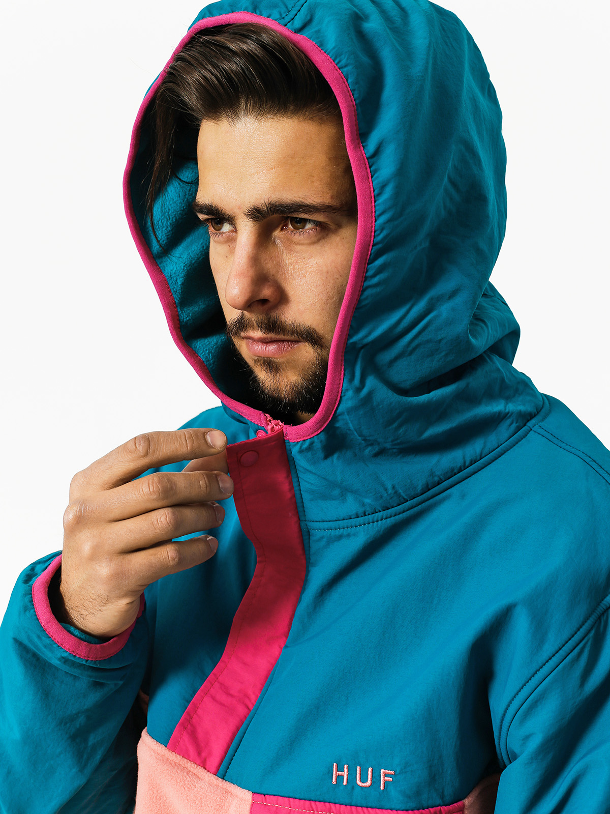 Mens HUF hoodie Fleece Muir (dark teal)
