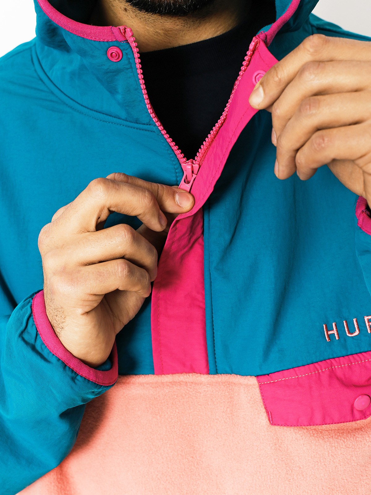 Mens HUF hoodie Fleece Muir (dark teal)