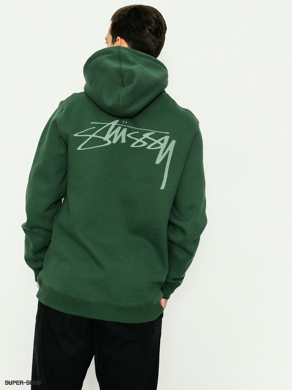 dark green stussy hoodie