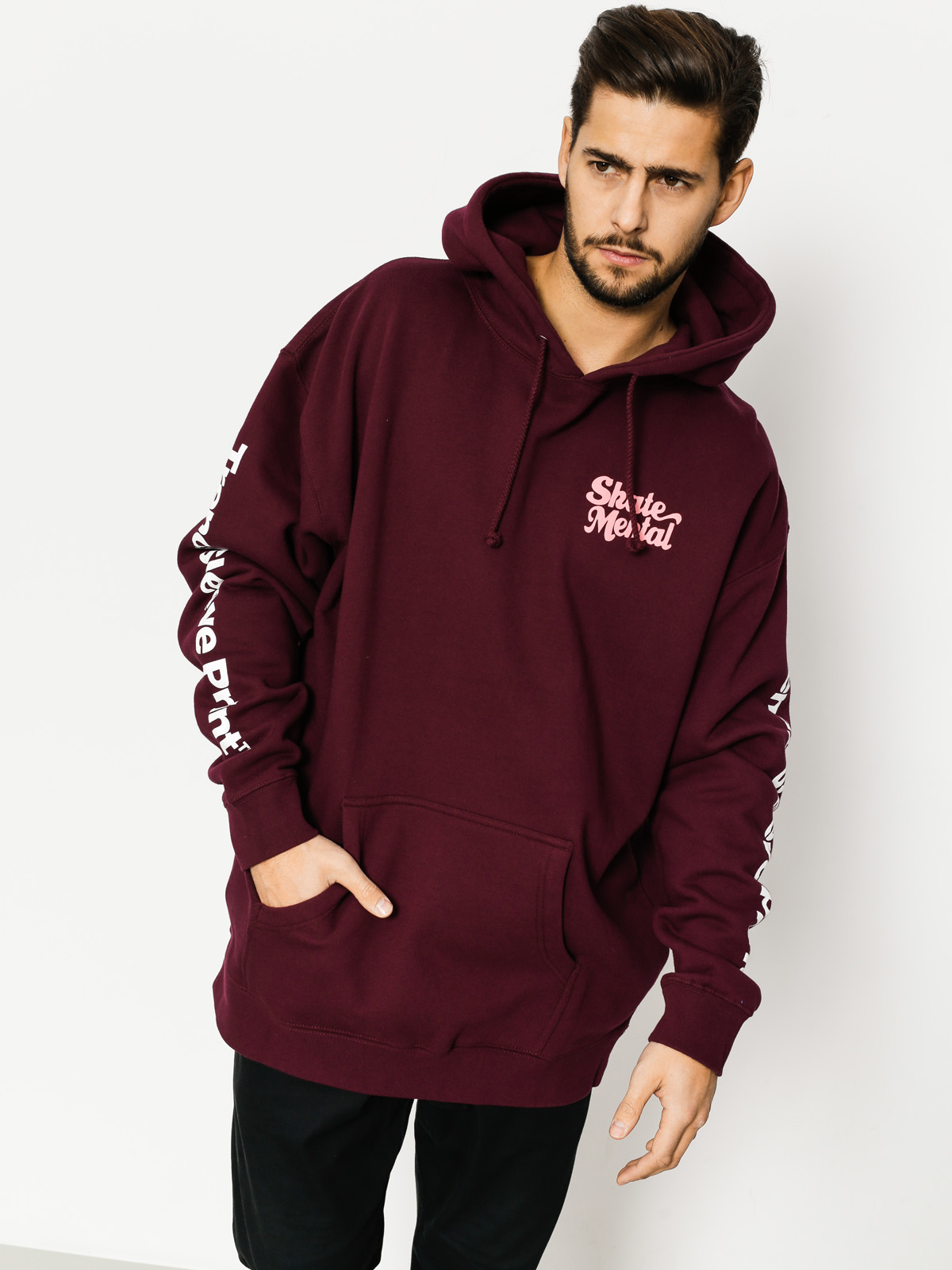 Skate Mental Hoodie Trendy Logo HD (burgundy)