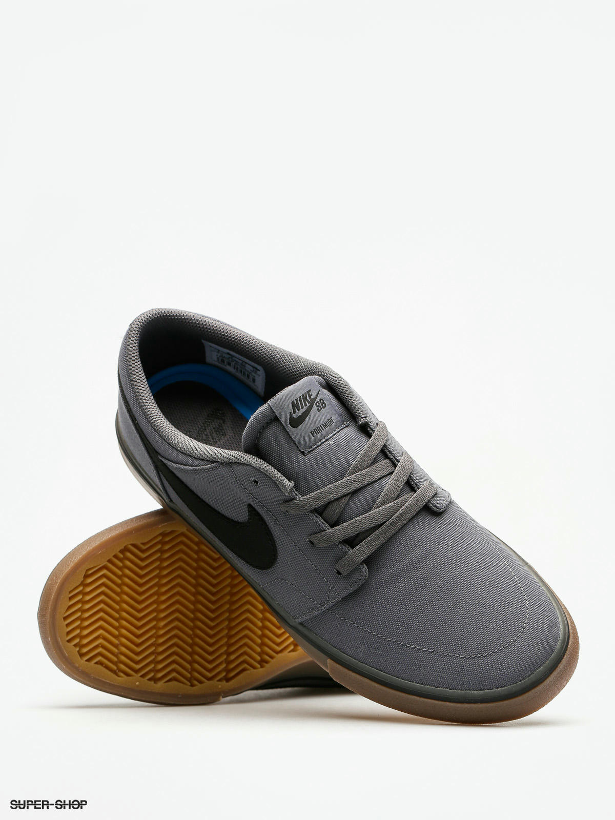 nike sb portmore ii dark grey & gum canvas skate shoes