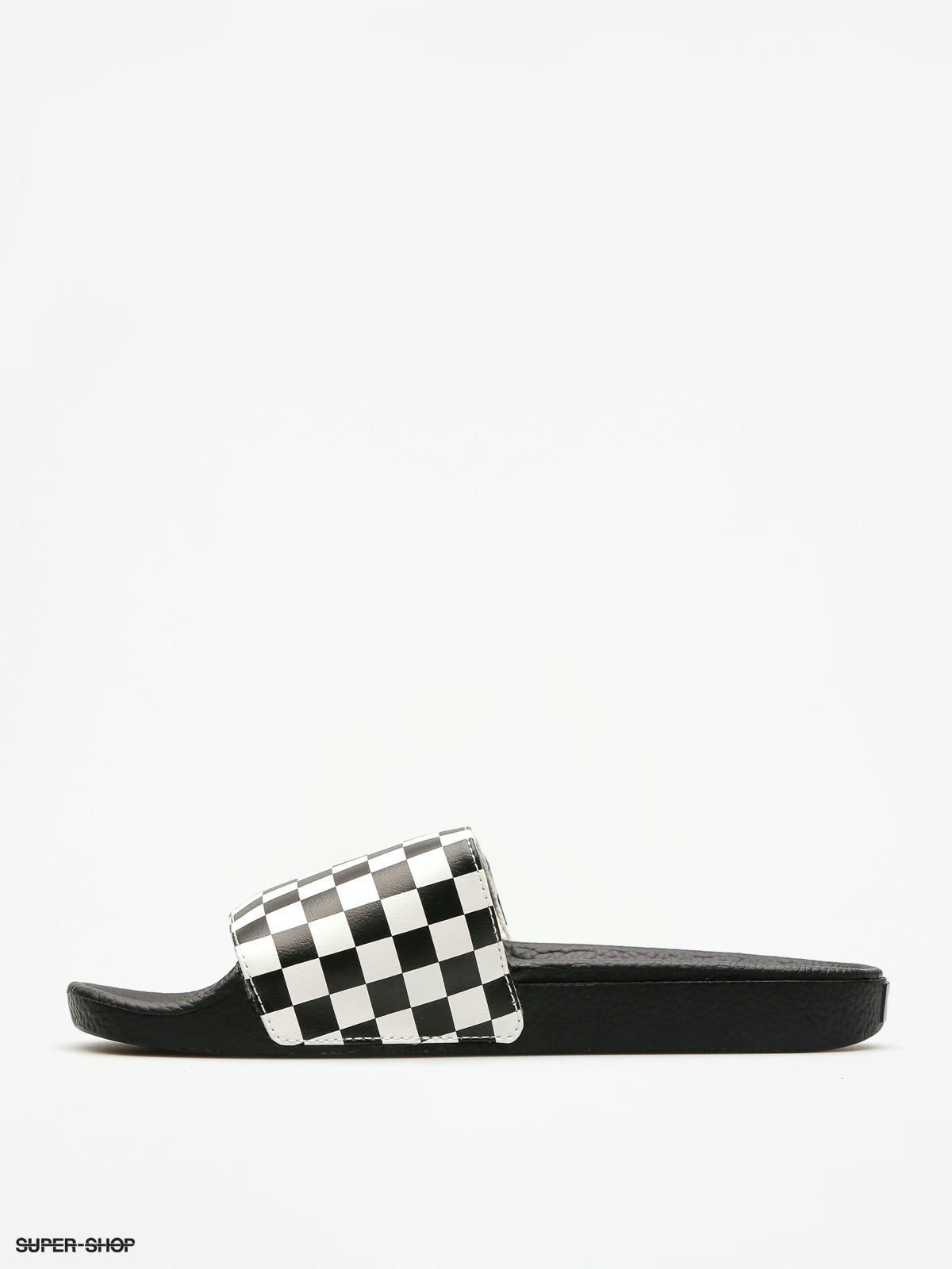 vans checkerboard slides white