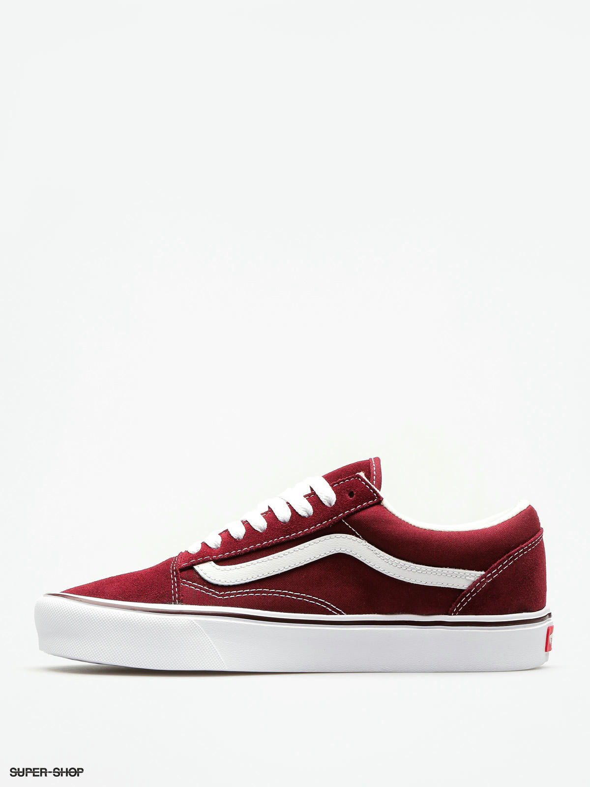 burgundy and white old skool vans