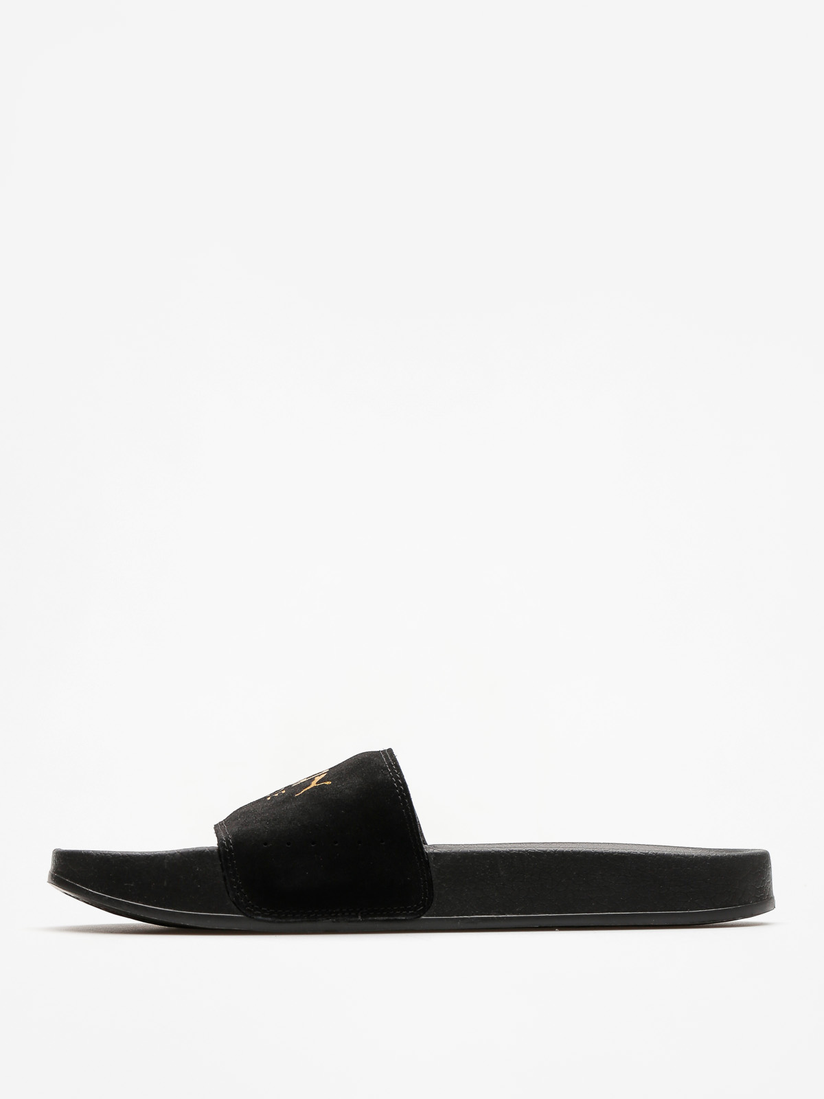 black puma flip flops