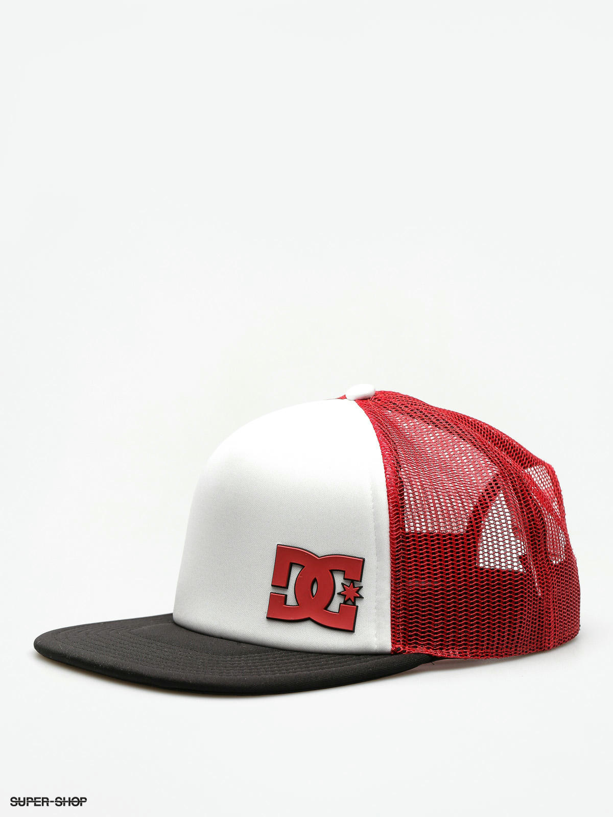 red and black dc hat