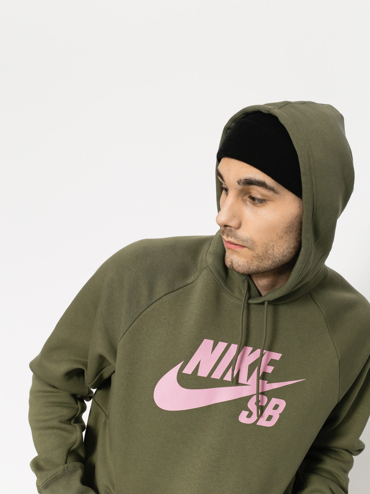 Nike SB Hoodie Sb Icon HD (medium olive/elemental pink)