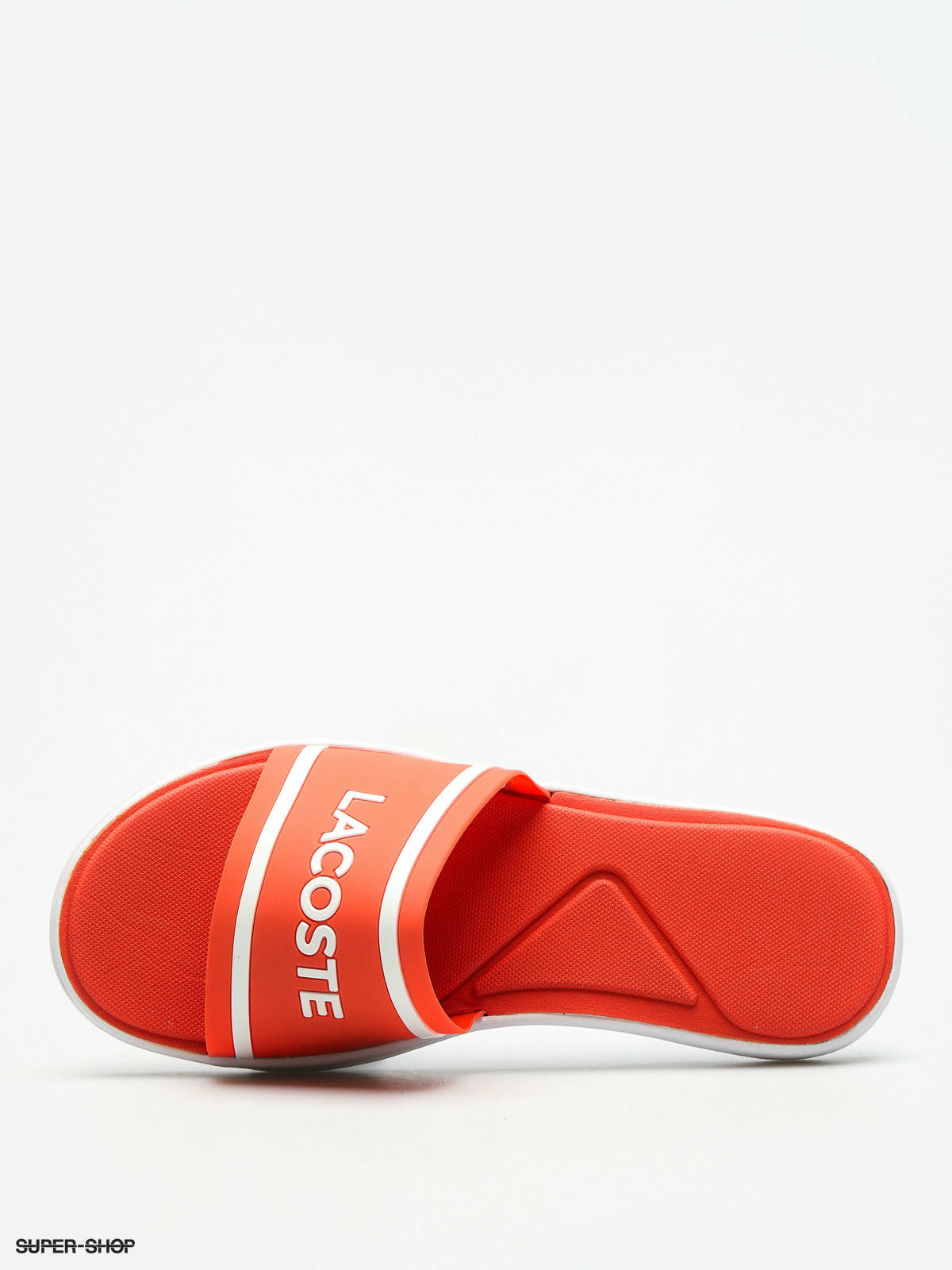 orange lacoste slides