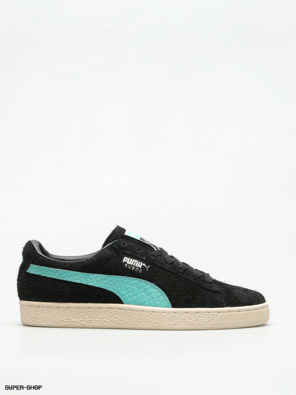 Black and store blue puma suede