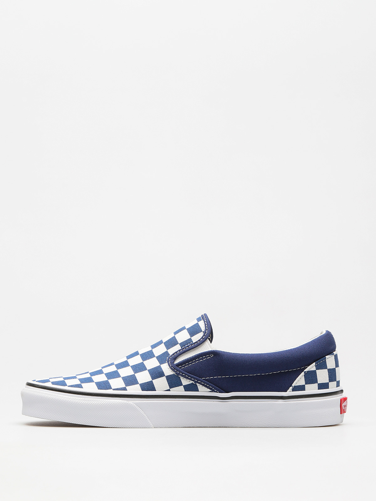 vans slip ons blue checkerboard