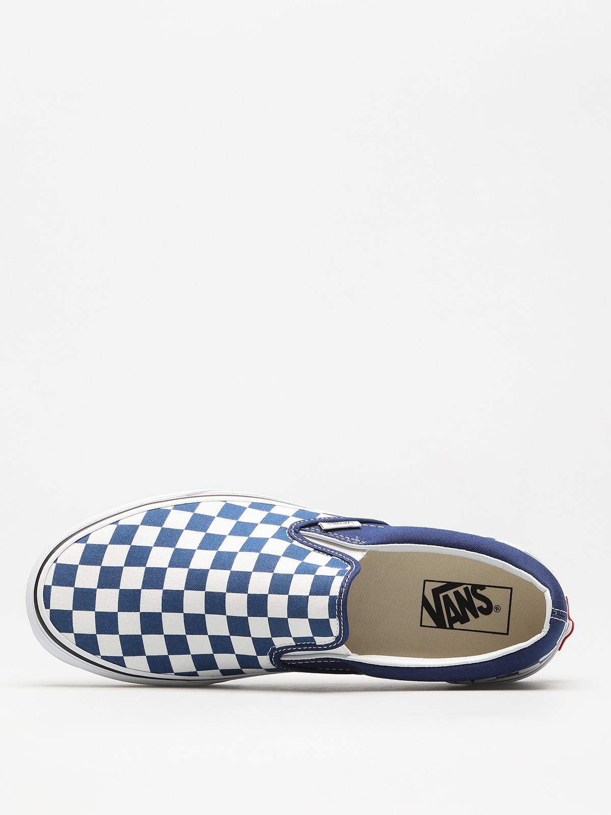 vans slip ons blue checkerboard