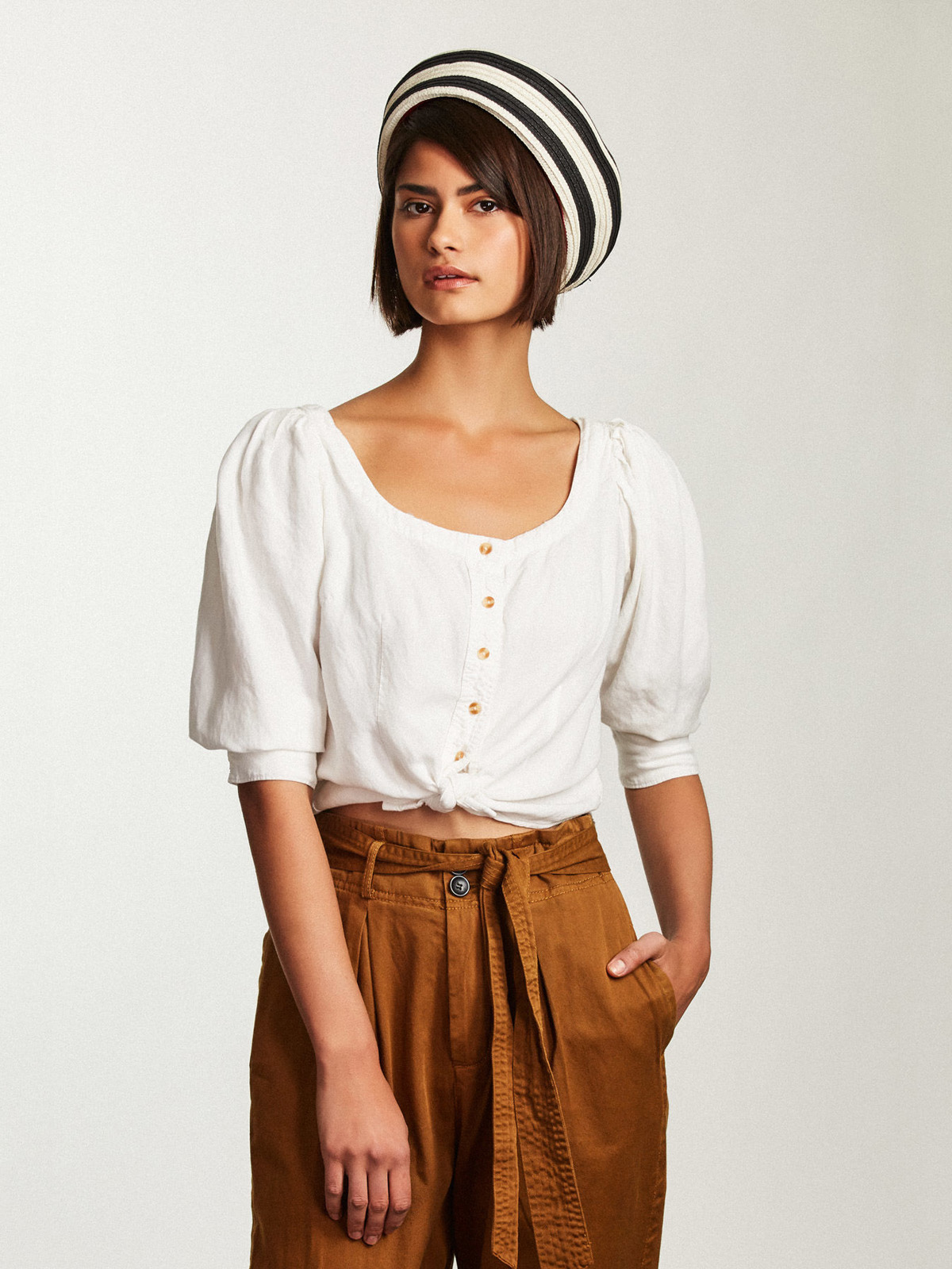 Brixton Flat cap Beret Audrey Straw Beret Wmn (black/white)