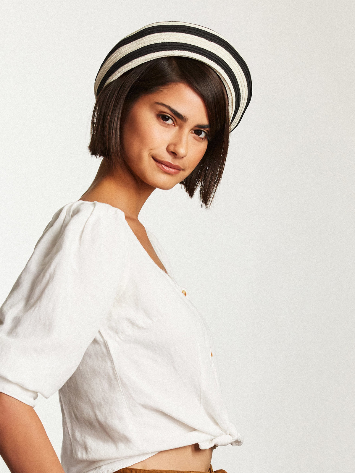 Brixton Flat cap Beret Audrey Straw Beret Wmn (black/white)