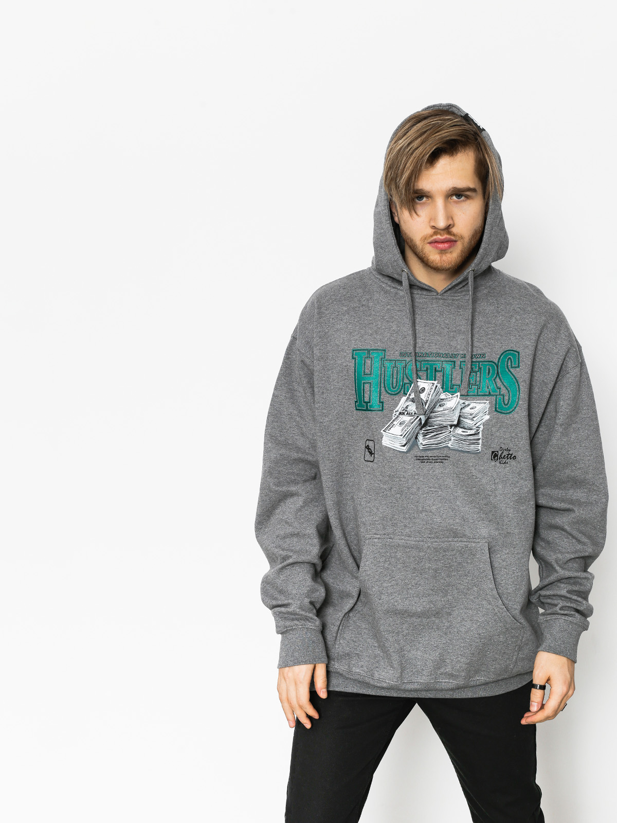 DGK Hoodie Team Hustle HD grey gunmetal heather