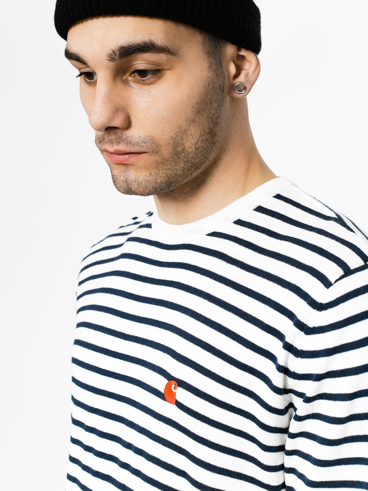 Carhartt Sweater Champer (champ stripe blue/white/goji)