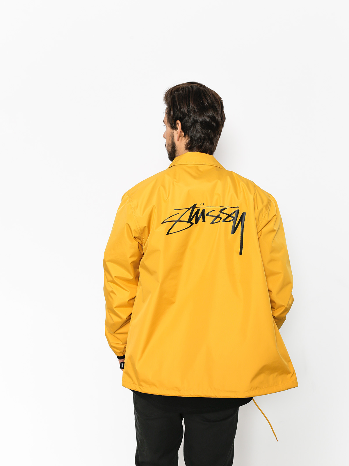 stussy yellow coach jacket