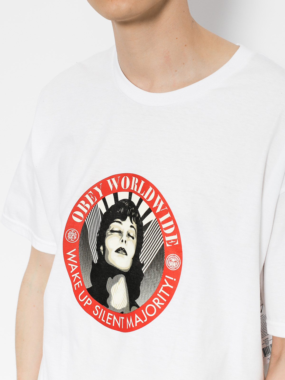 OBEY T-shirt Obey Wake Up Silent Majority (wht)