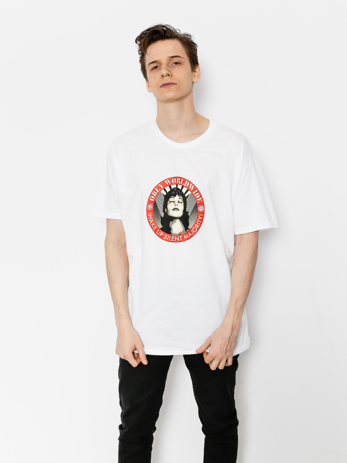 OBEY T-shirt Obey Wake Up Silent Majority (wht)