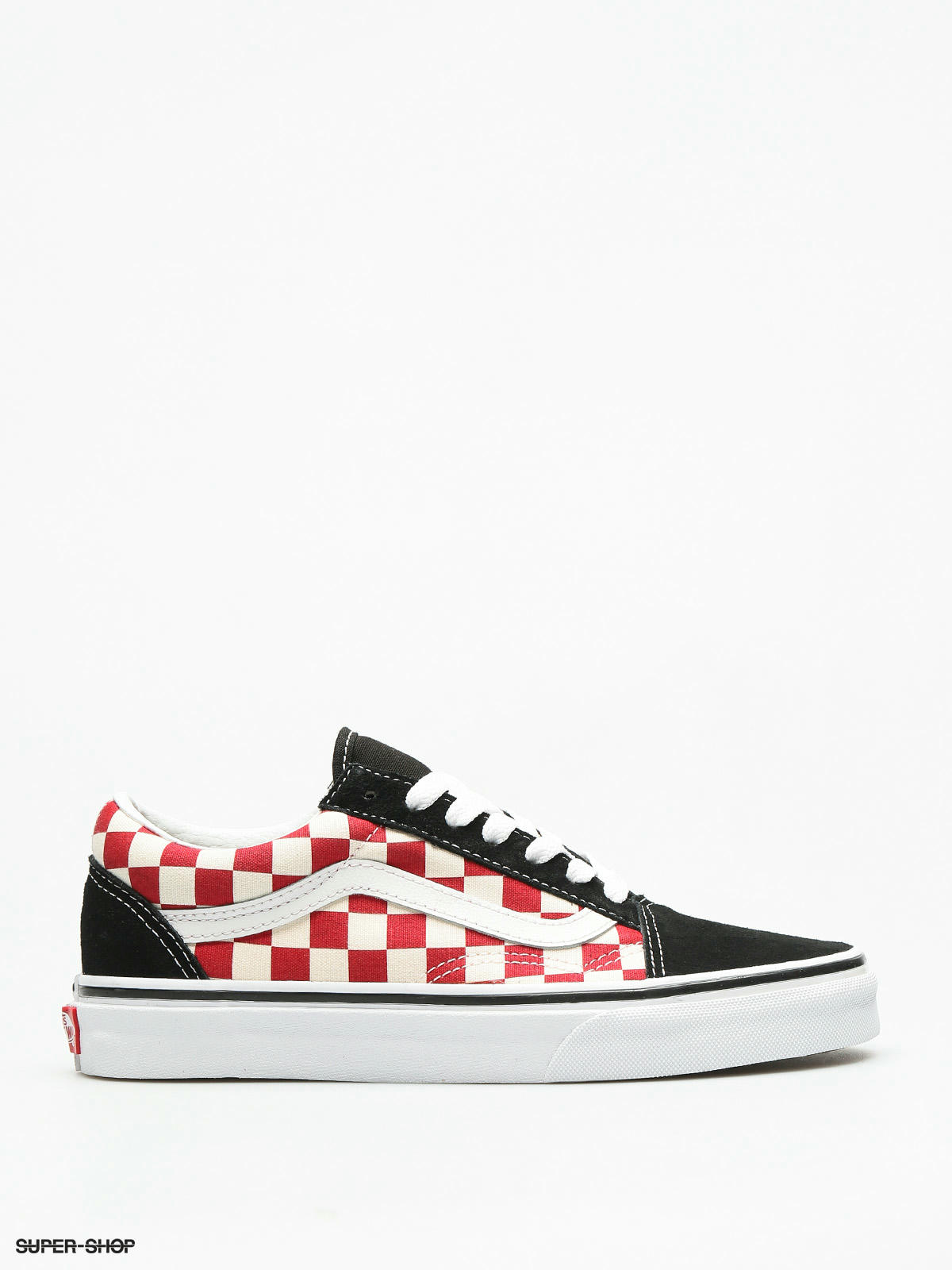 vans checkerboard old skool black & red shoes
