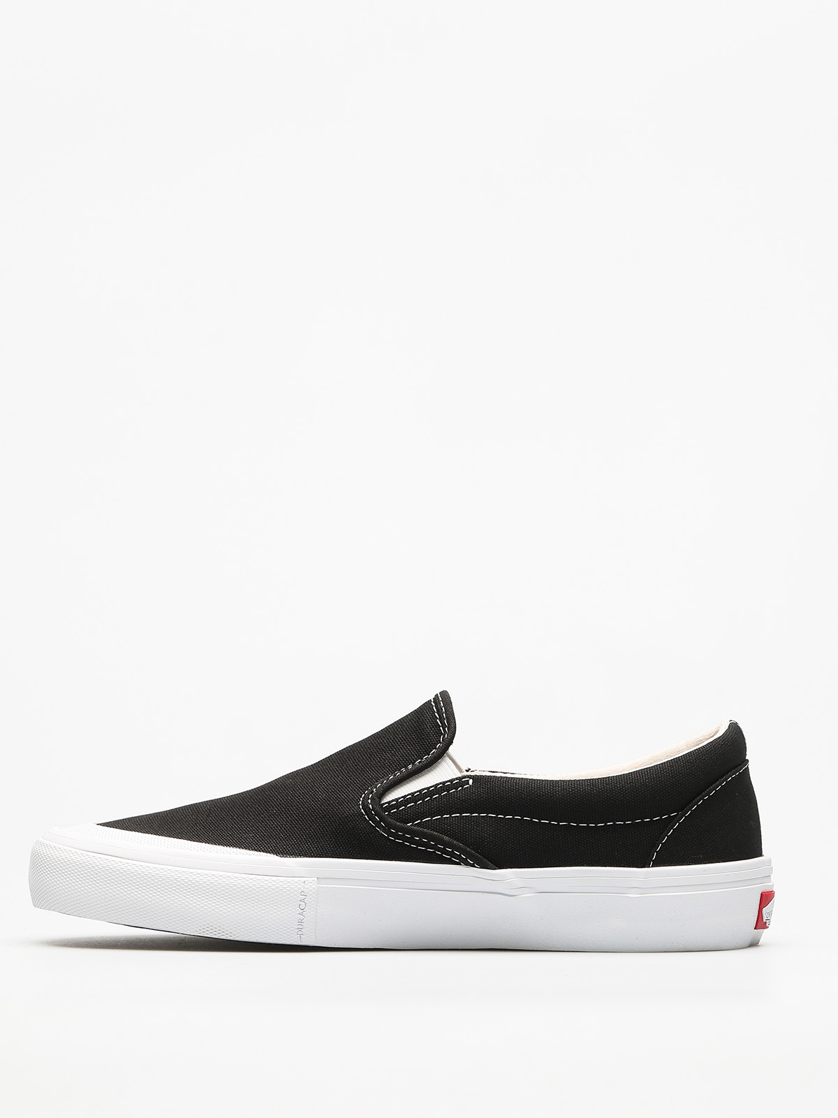 vans slip on pro black toe cap