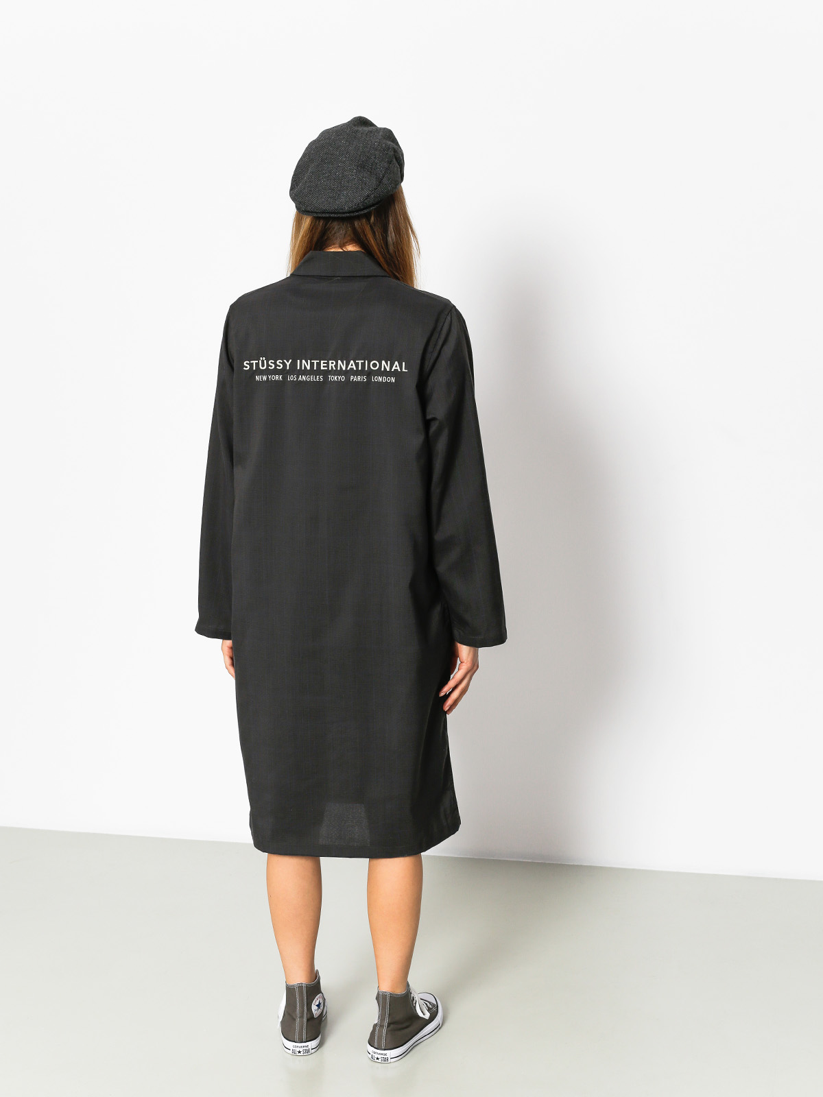 Stussy Coat Jude Long Plaid Wmn (charcoal)