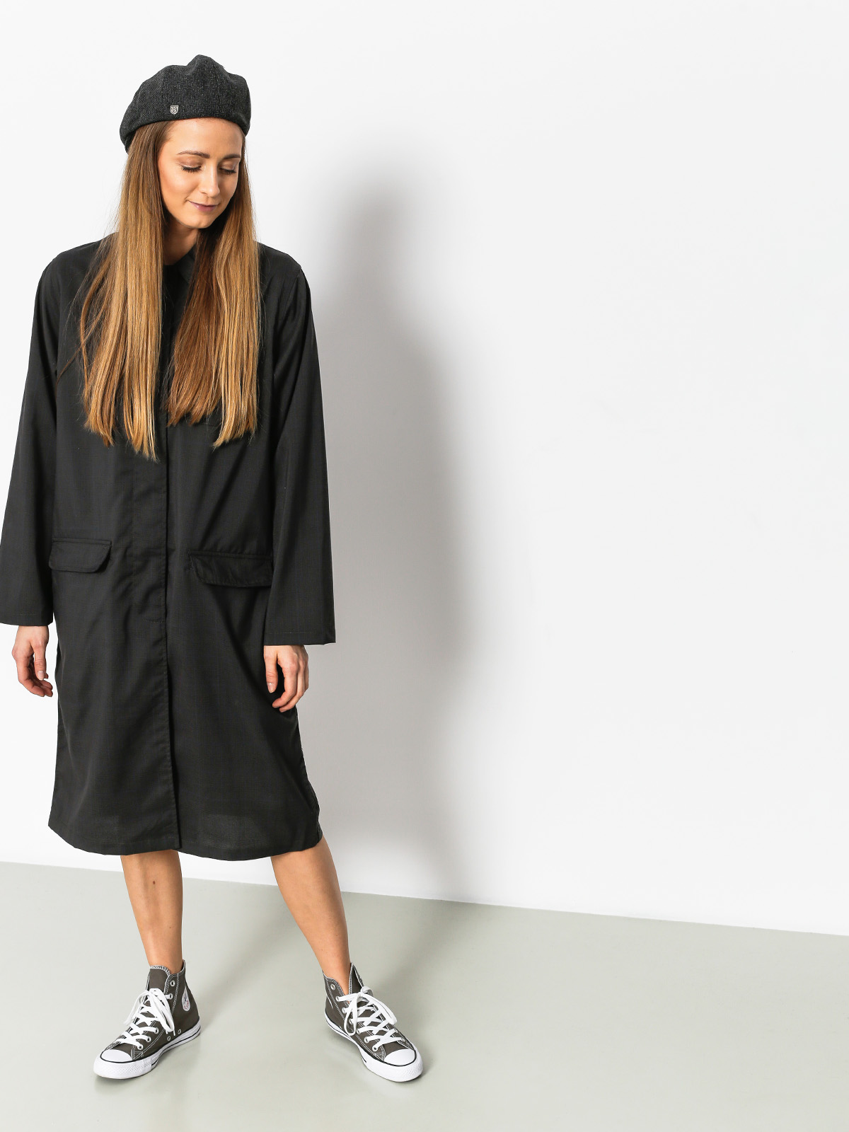 Stussy Coat Jude Long Plaid Wmn (charcoal)