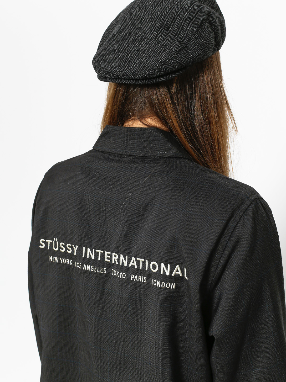 Stussy Coat Jude Long Plaid Wmn (charcoal)