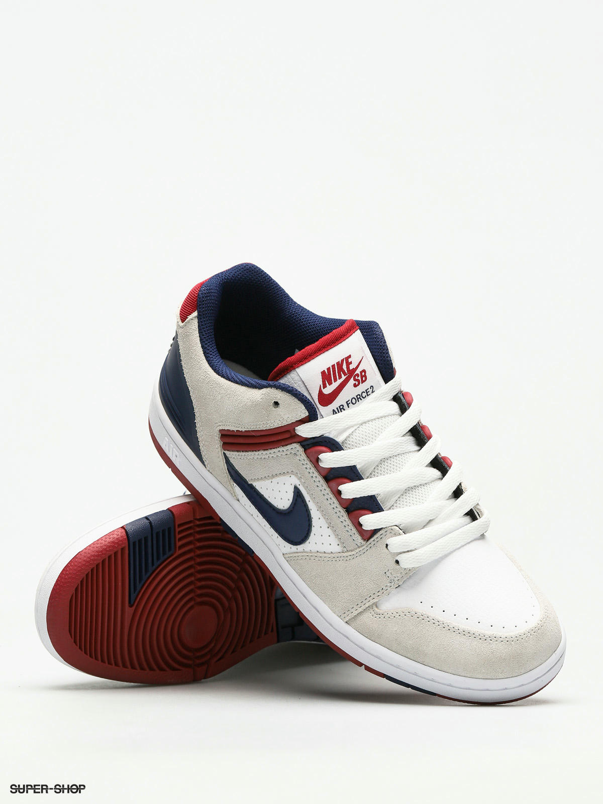 nike sb air force 2 low white blue red