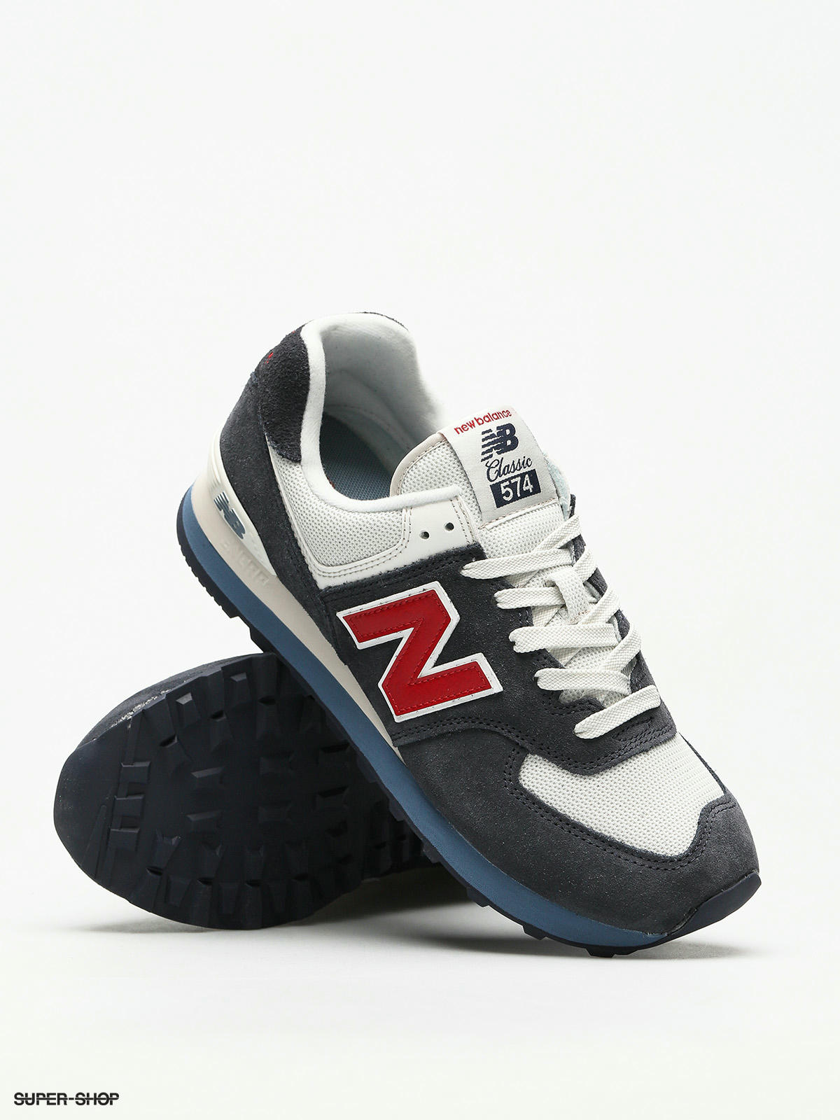 new balance 574 navy and red