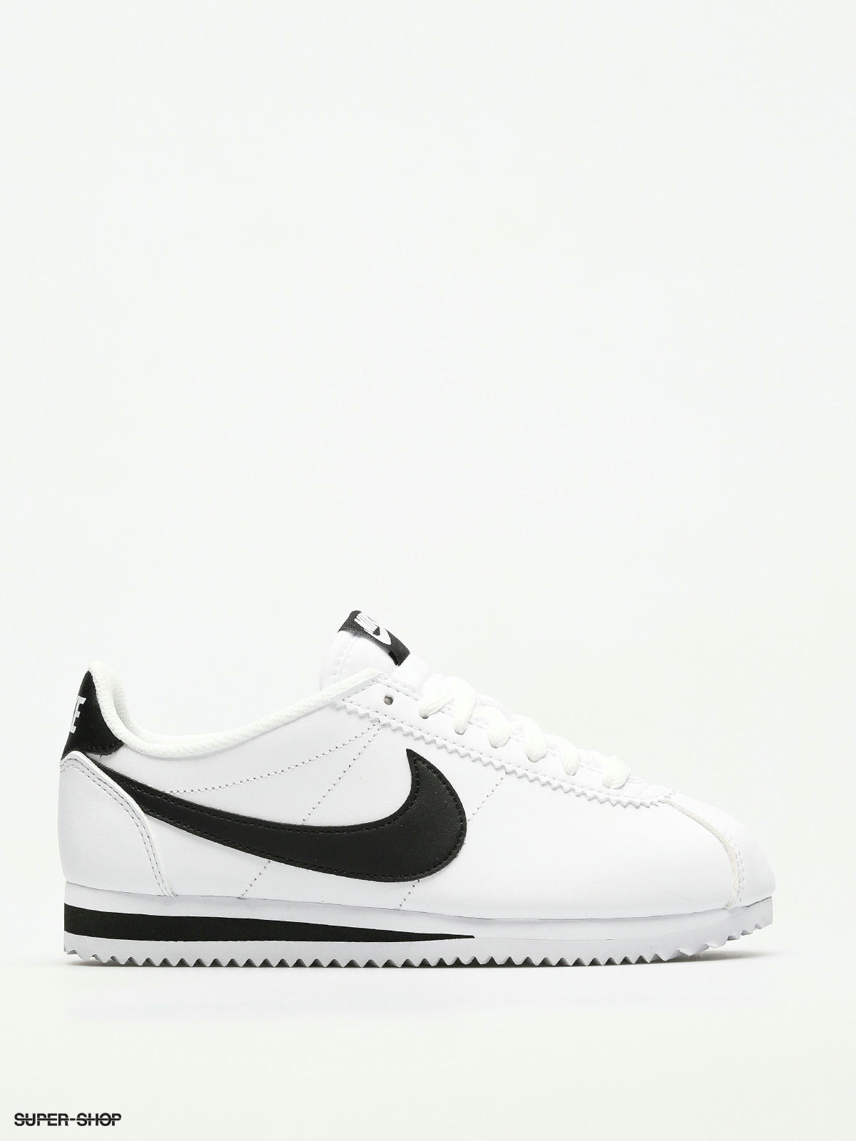 nike white and black classic cortez leather trainers