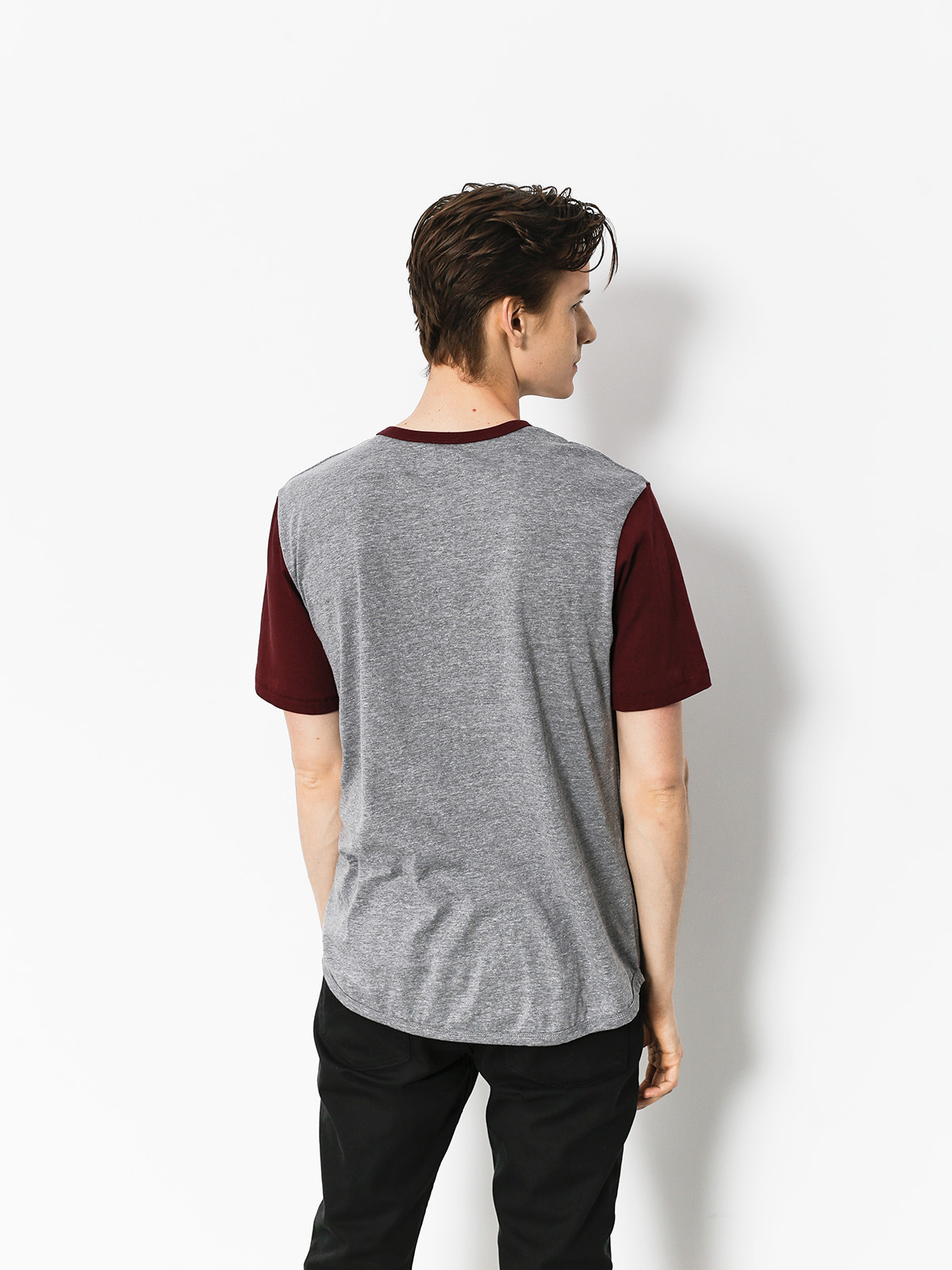 Brixton T-shirt Novato Knit (heather grey/maroon)