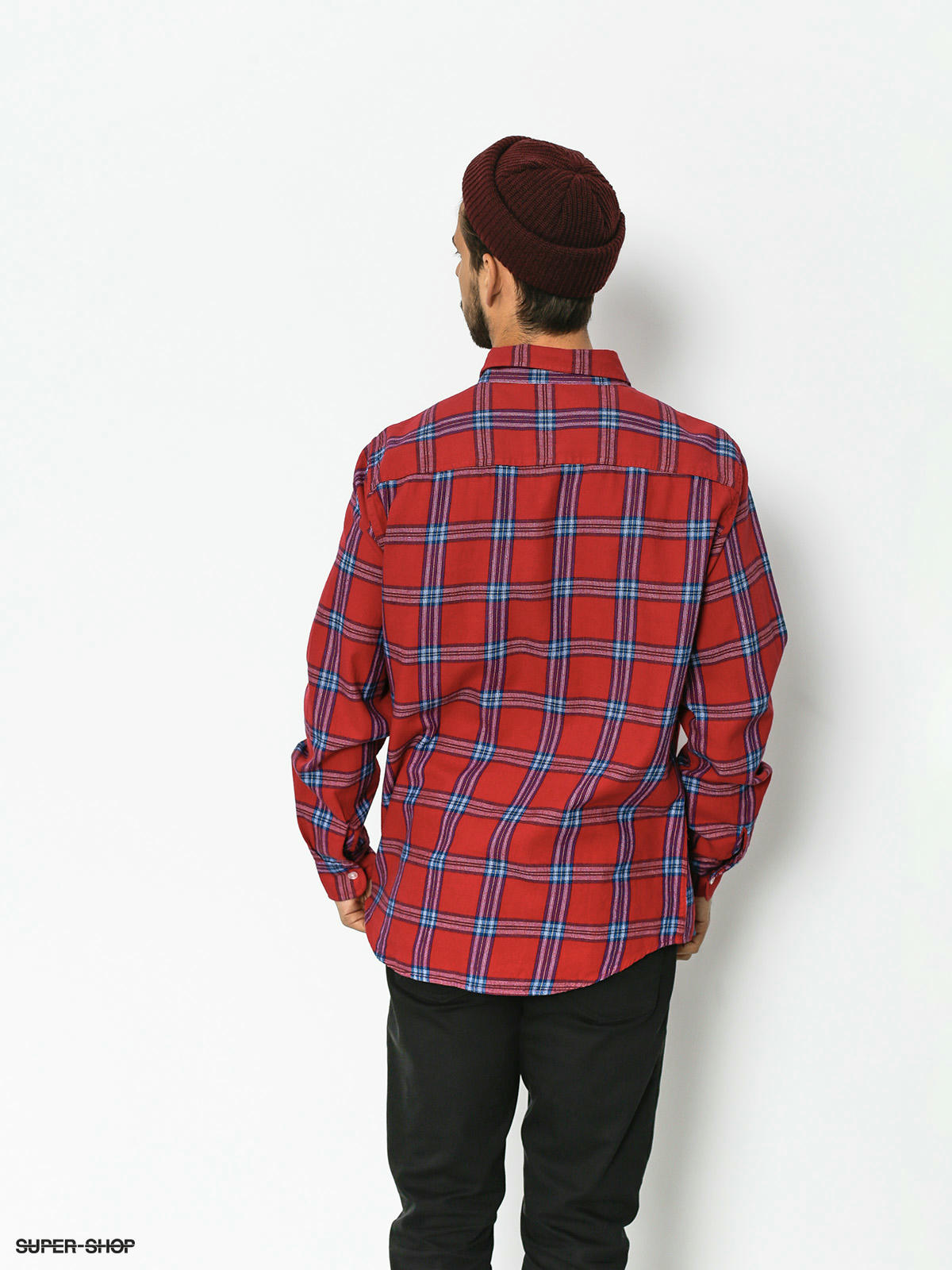 Flag & Anthem Penton LS Stretch Flannel Shirt Navy/Red / L