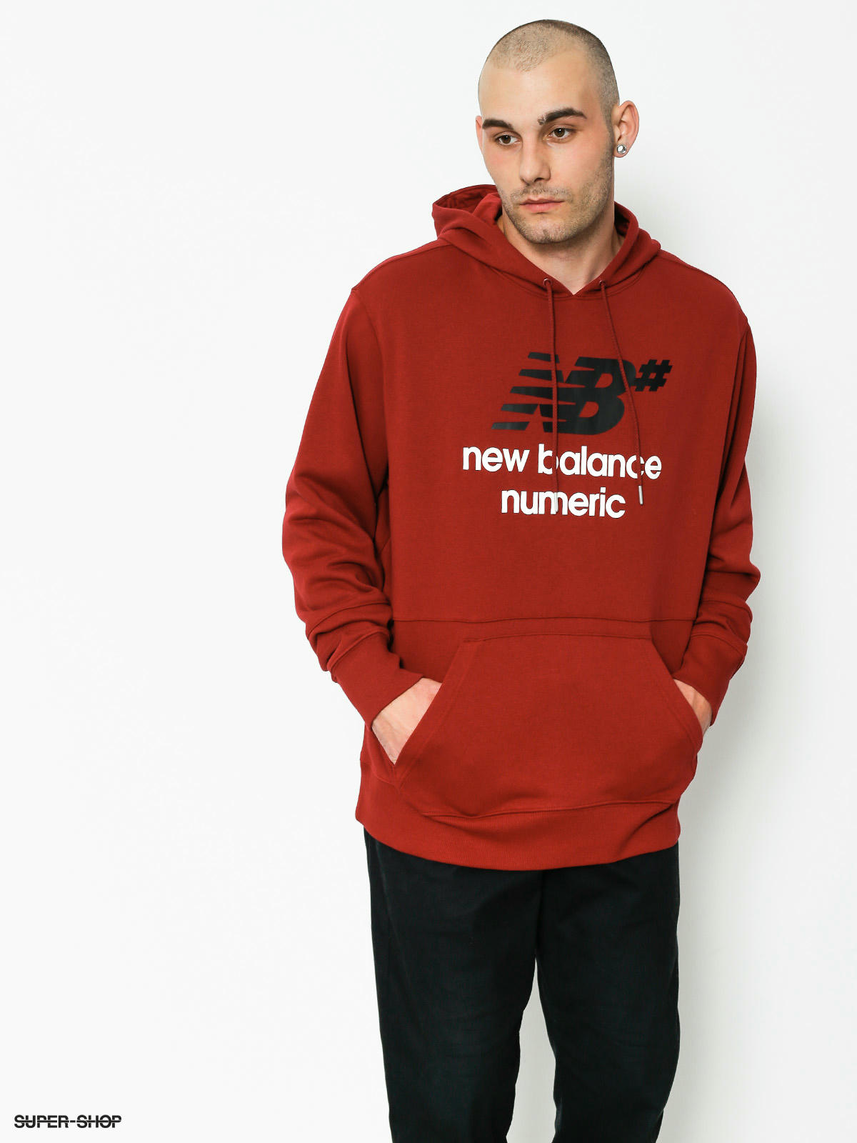 New Balance Hoodie Numeric Logo Stacked Hd Red
