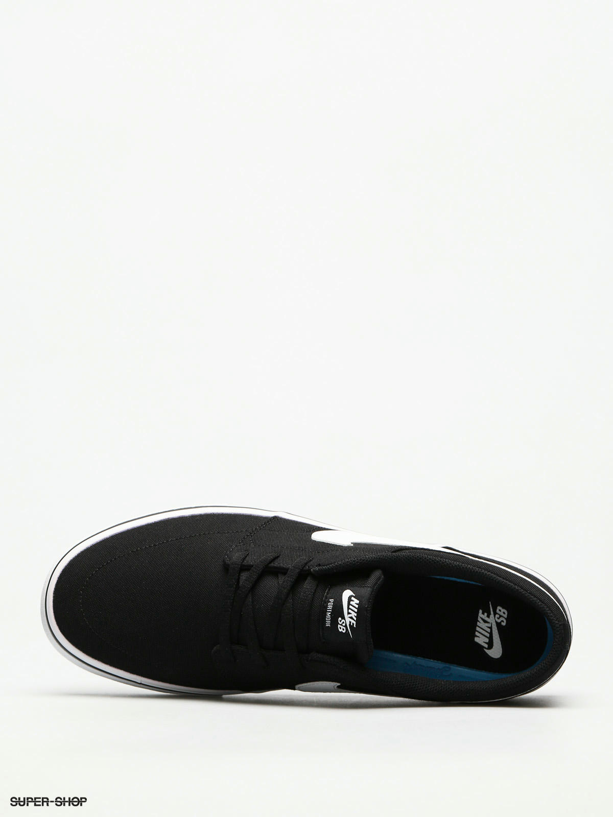 Nike sb portmore ii black & white canvas skate shoes best sale