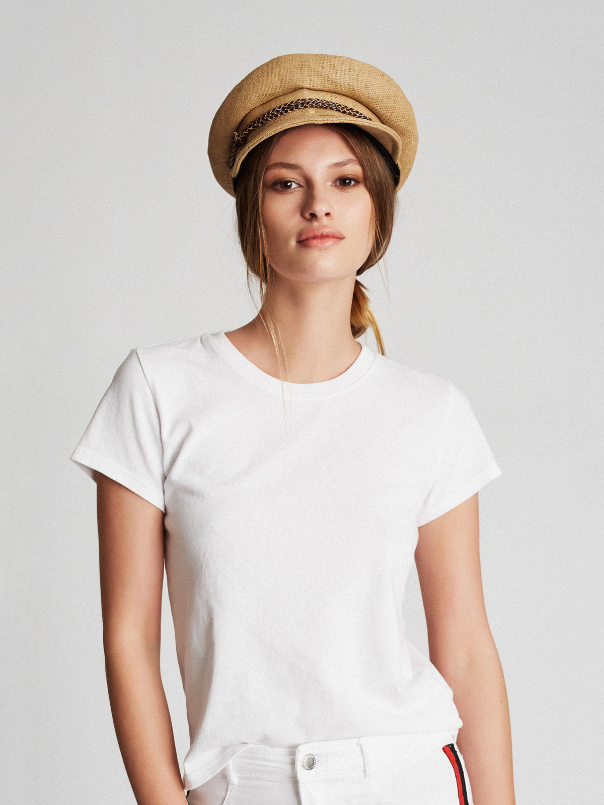 BRIXTON // tan straw leather detail kayla fiddler cap nwot medium Brixton Fisherman cap Kayla Straw Wmn - brown (tan) main image 4