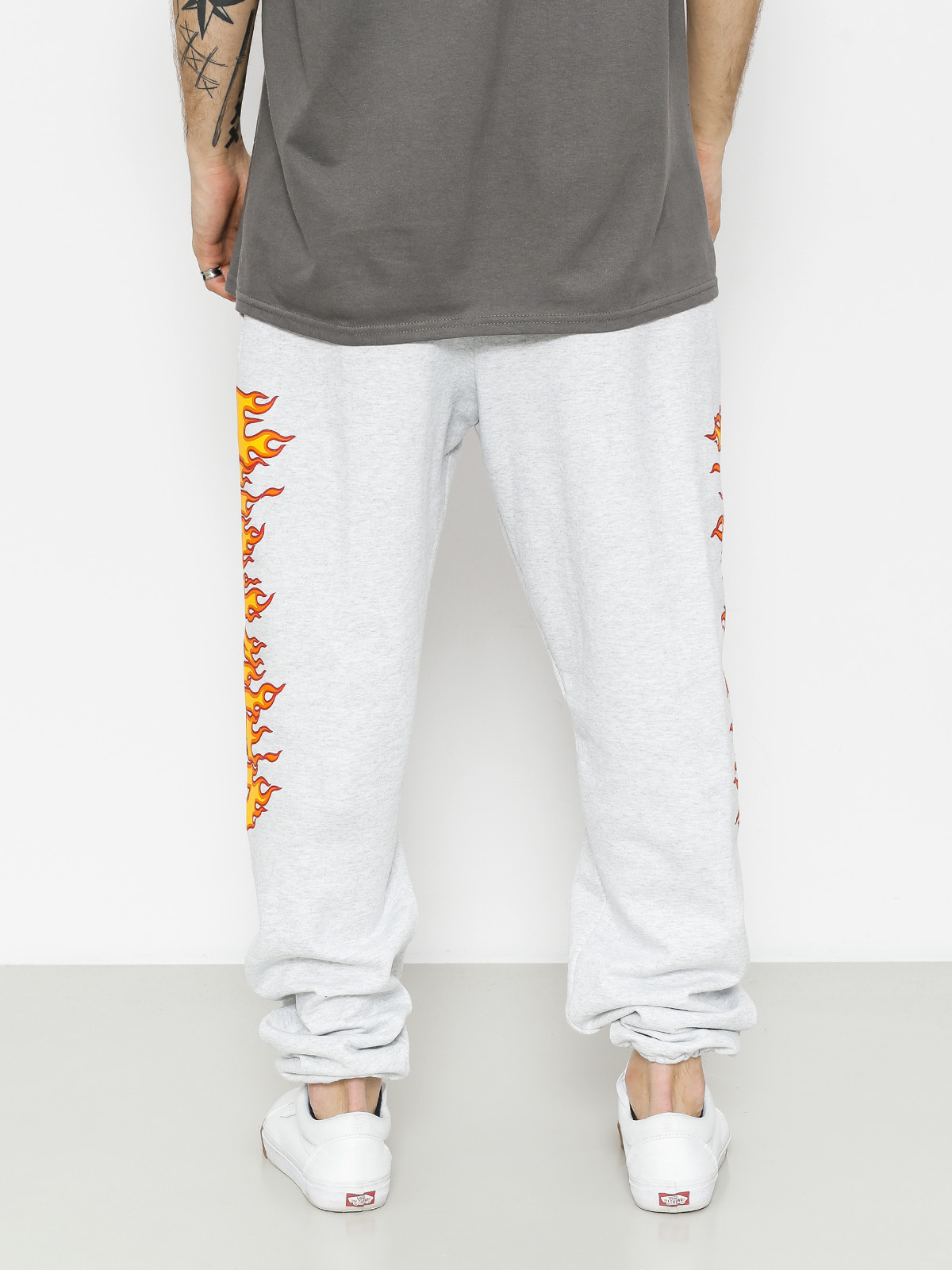 thrasher flame grey sweatpants