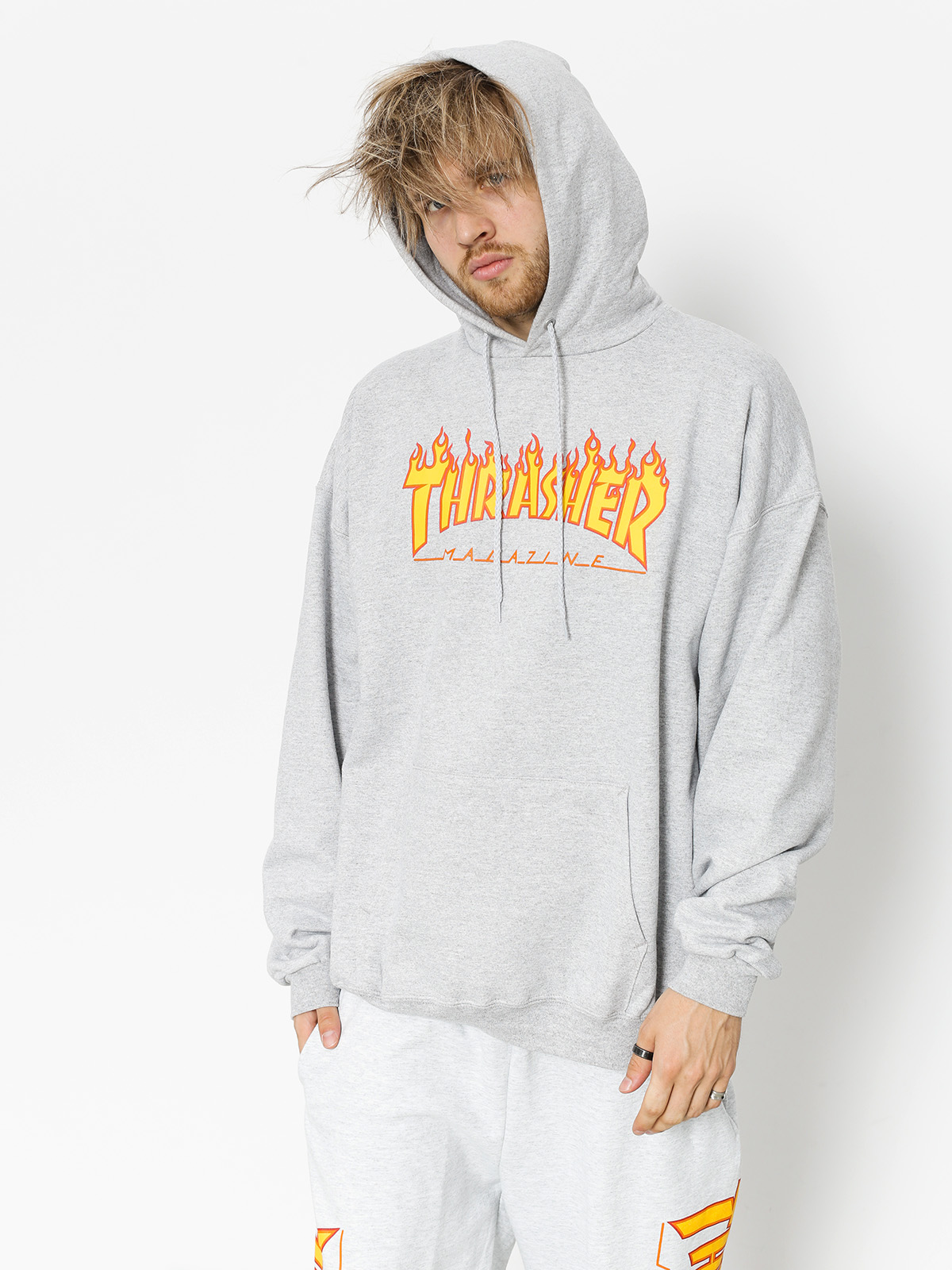 Thrasher Hoodie Flame HD (grey)