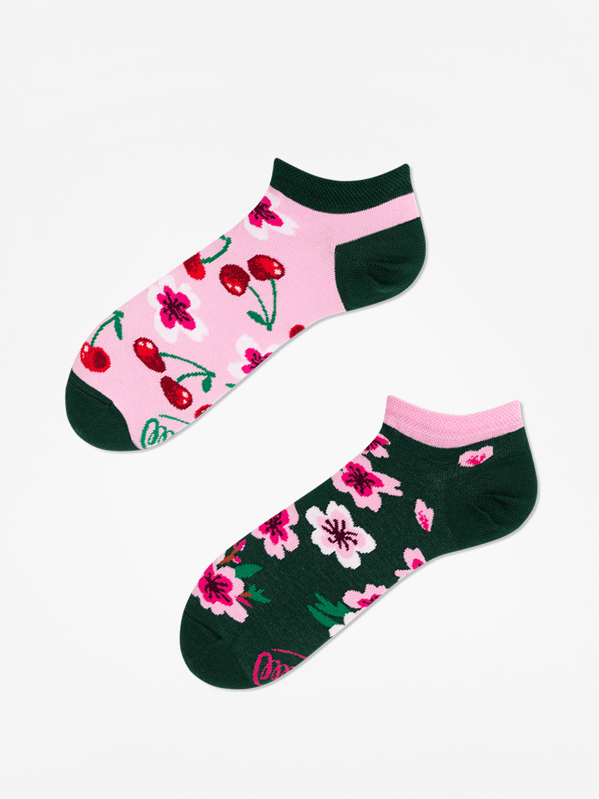 Many Mornings Socks Cherry Blossom Low (pink/green)
