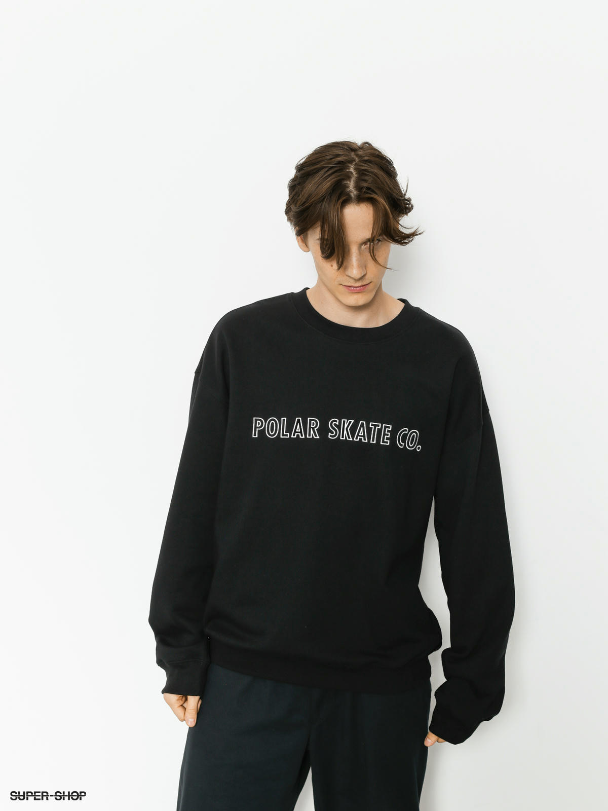 Black Outline Crewneck Sweatshirt Genuine Polar Skate Co 
