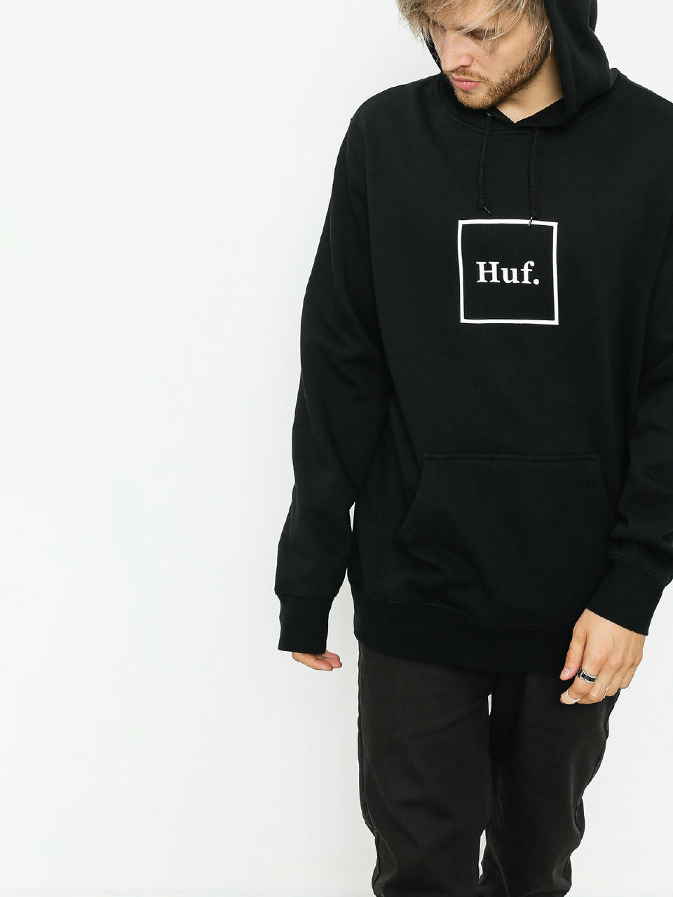 HUF - Ess. Box Logo Pullover Hoodie - Black – Headliners