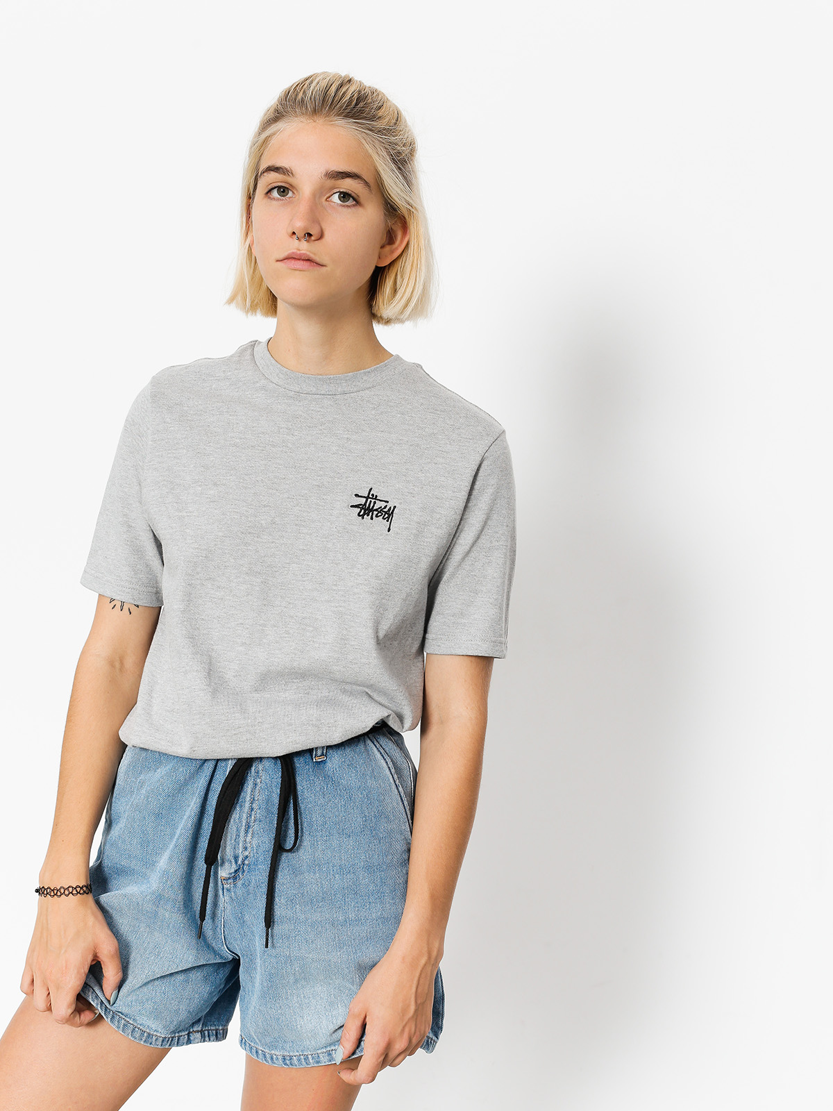 Stussy T-shirt Basic Wmn (grey heather)