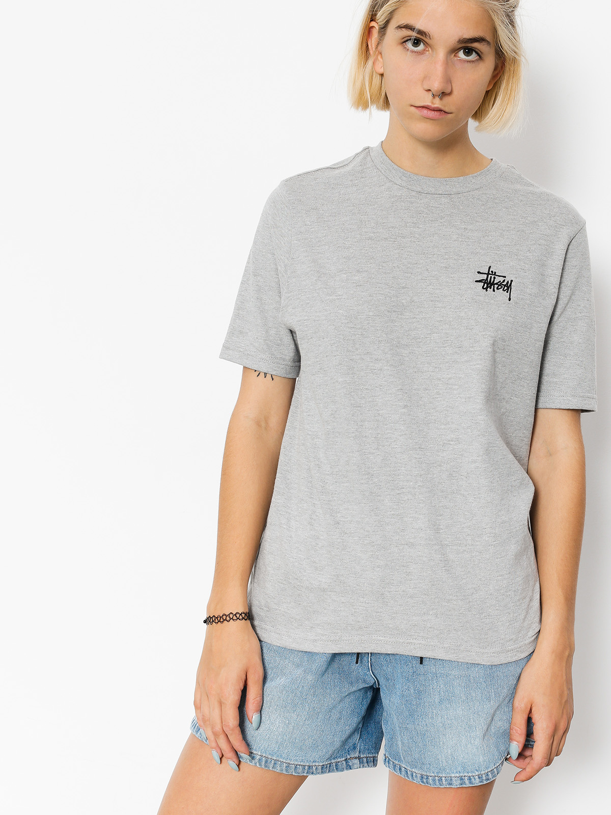 Stussy T-shirt Basic Wmn (grey heather)